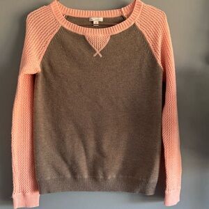 Gap Women’s Crocheted Long Sleeve Sweater in Light Brown and Peach Pink, XS